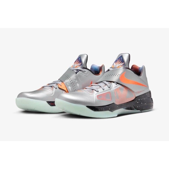 Nike KD 4 Galaxy Metallic Silver Total Orange Dark Grey FD2635-001 Mensize7.5/W9